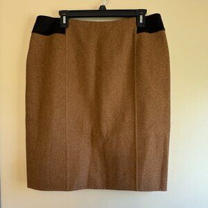AKRIS Knee-length 100% Cashmere Skirt Camel and Black Size 14 EUC